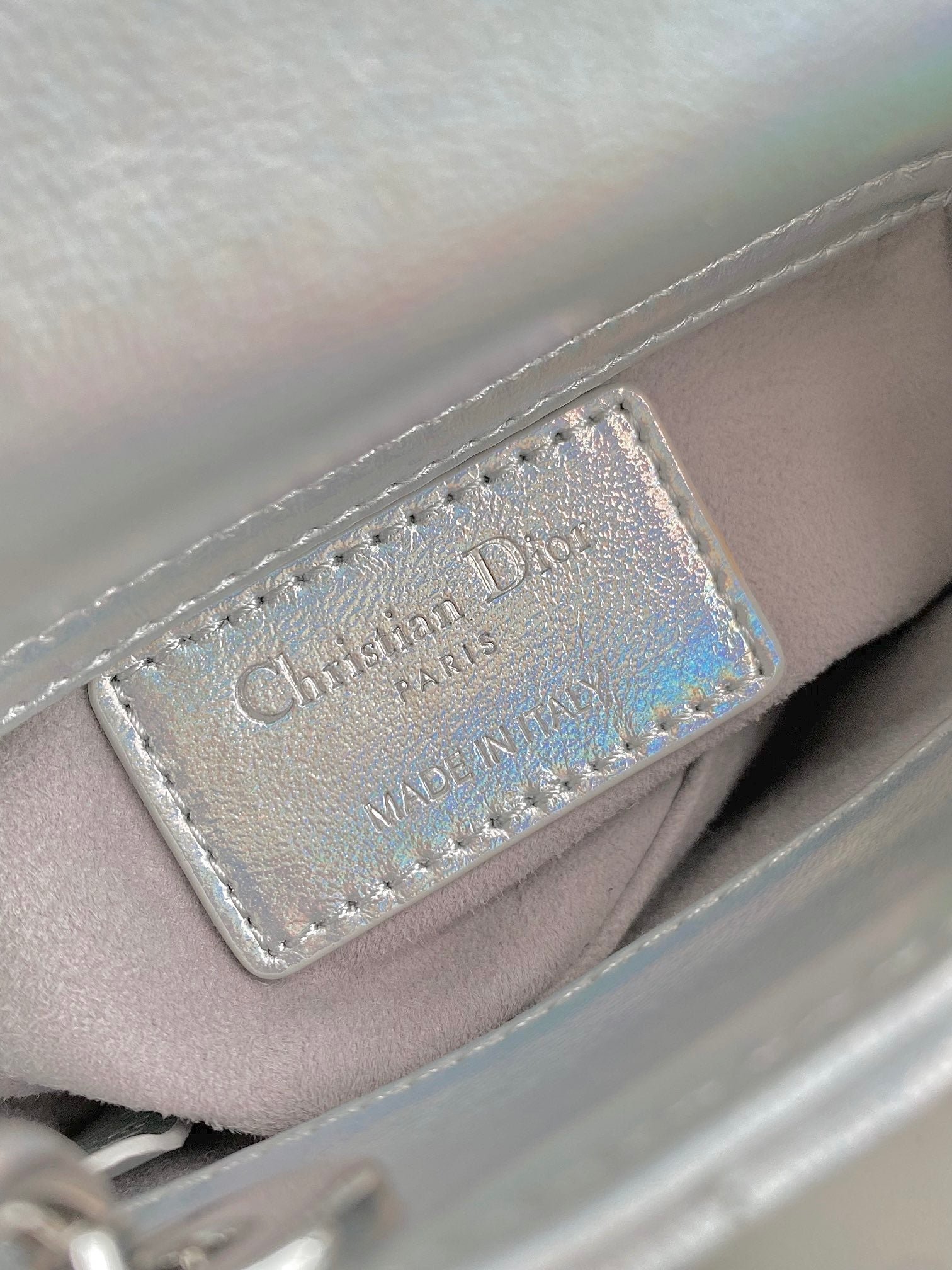 {Style No: JUTDB722} MICRO LADY 12 BAG IN SILVER LAMBSKIN - Image 6