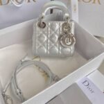 {Style No: JUTDB722} MICRO LADY 12 BAG IN SILVER LAMBSKIN
