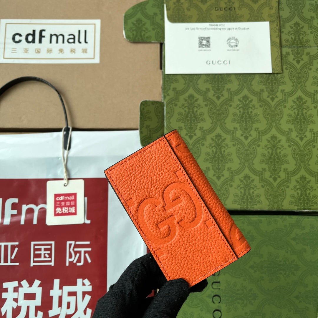 {Style No: EBW7AUMC} CARD HOLDER 12 IN ORANGE EMBOSSED CALFSKIN - Image 5