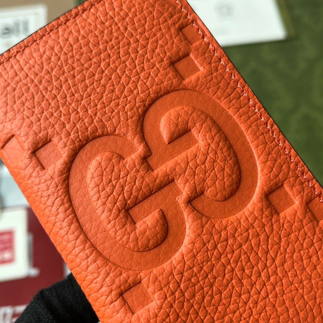 {Style No: EBW7AUMC} CARD HOLDER 12 IN ORANGE EMBOSSED CALFSKIN - Image 8