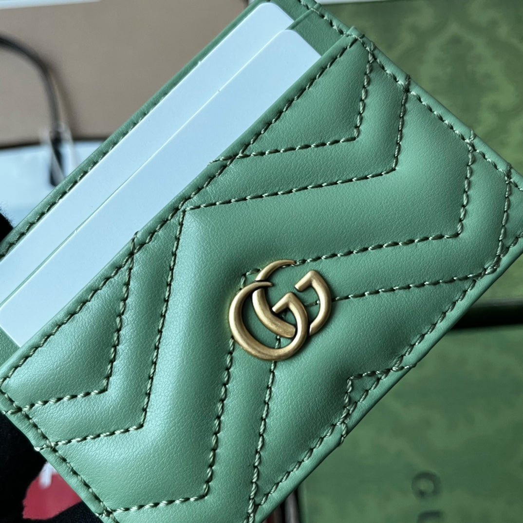 {Style No: QGLWQQ8Y} MARMONT QUILTED CARD CASE 10 IN LIGHT GREEN LAMBSKIN - Image 4