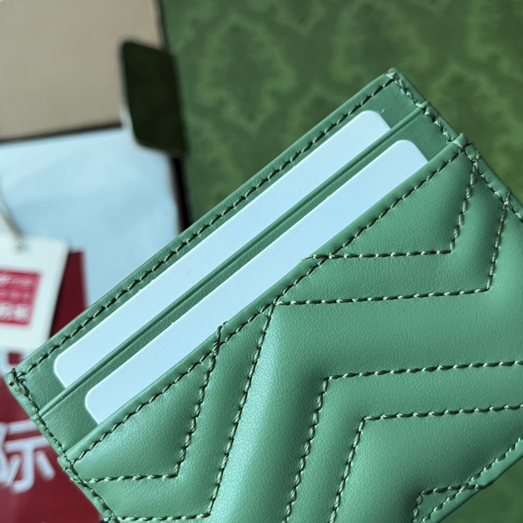 {Style No: QGLWQQ8Y} MARMONT QUILTED CARD CASE 10 IN LIGHT GREEN LAMBSKIN - Image 6