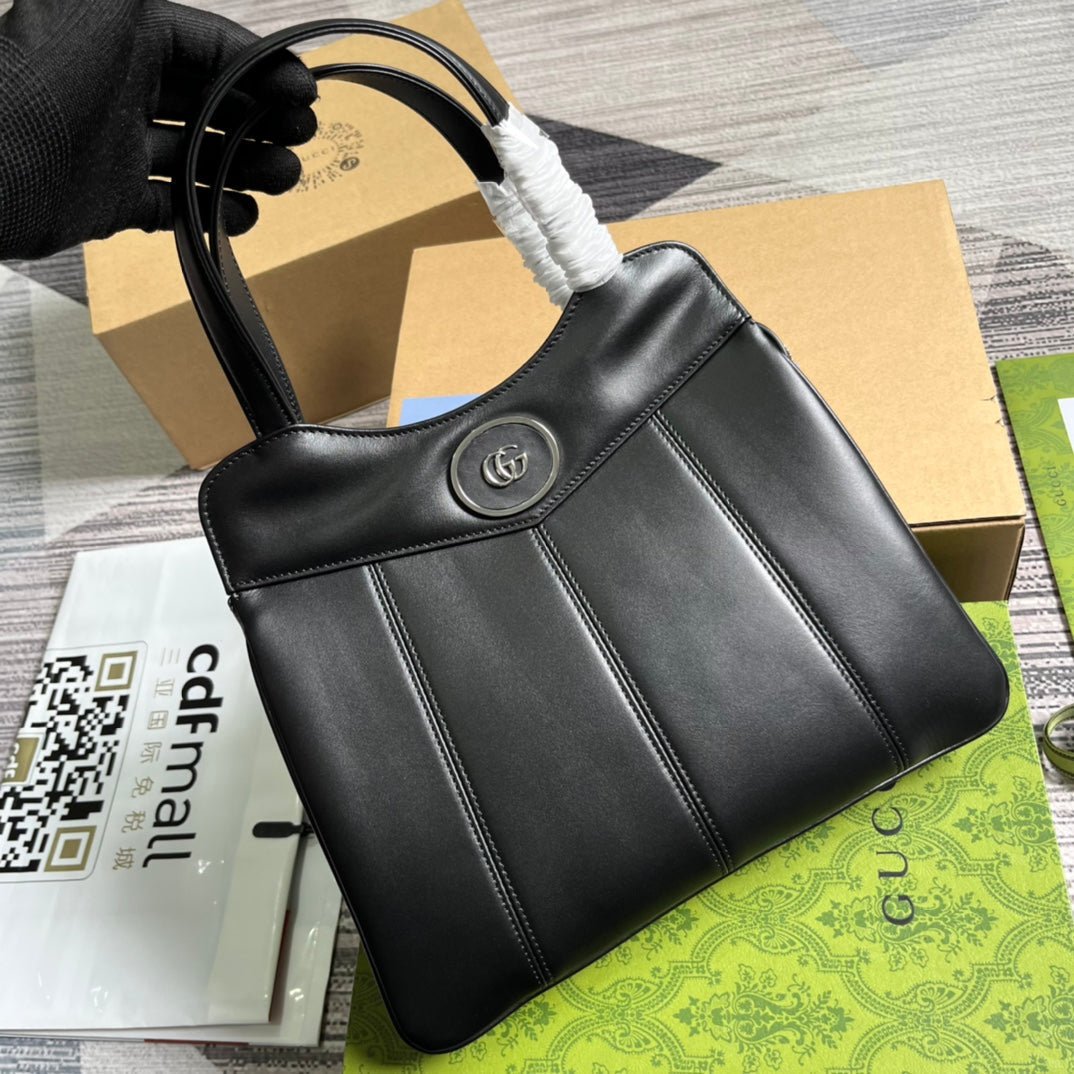 {Style No: 8HDCPY7P} GG SMALL 28 TOTE BAG IN BLACK CALFSKIN - Image 2