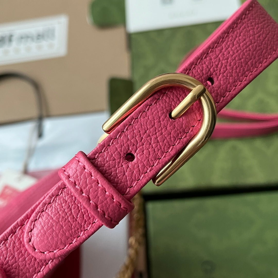 {Style No: ZVJL453W} SHOULDER BAG 25 IN BRIGHT PINK CALFSKIN GOLD HARDWARE - Image 9