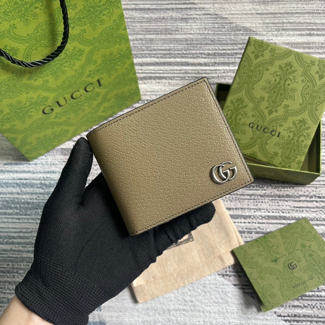 {Style No: 2GZS8QV2} GG MARMONT 11 BIFOLD WALLET IN MOCHA BROWN CALFSKIN
