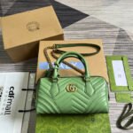 {Style No: GKSMI3Y1} GG MARMONT MATELASSE 27 HANDBAG LIGHT GREEN CALFSKIN