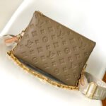 {Style No: AG9ULDQ5} COUSSIN PM 26 IN BROWN MONOGRAM EMBOSSED LAMBSKIN GOLD HARDWARE