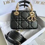 {Style No: CQRY3WQG} MINI LADY 19 BAG IN BLACK LAMBSKIN
