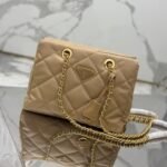 {Style No: RKN1KWWM} VINTAGE HOBO BAG 25 IN LIGHT FRENCH BEIGE QUILTED NYLON GOLD HARDWARE