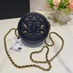 {Style No: SS7UI6UD} CC MINI 12 ROUND CHAIN BAG IN BLACK CALFSKIN GOLD HARDWARE