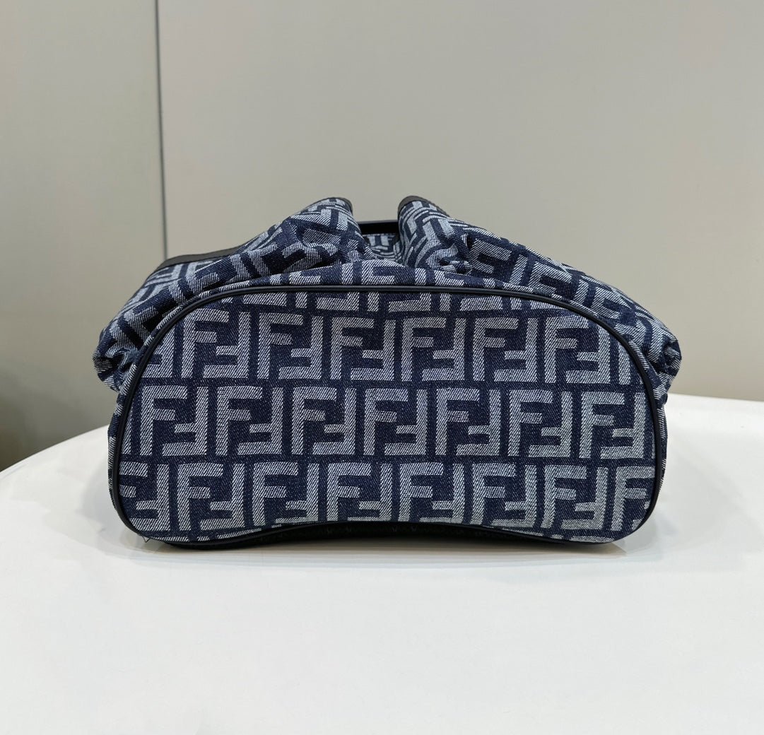 {Style No: P1EKC8P2} FENDI STRIKE 41 MEDIUM FF MIDNIGHT BLUE JACQUARD FABRIC BACKPACK - Image 9
