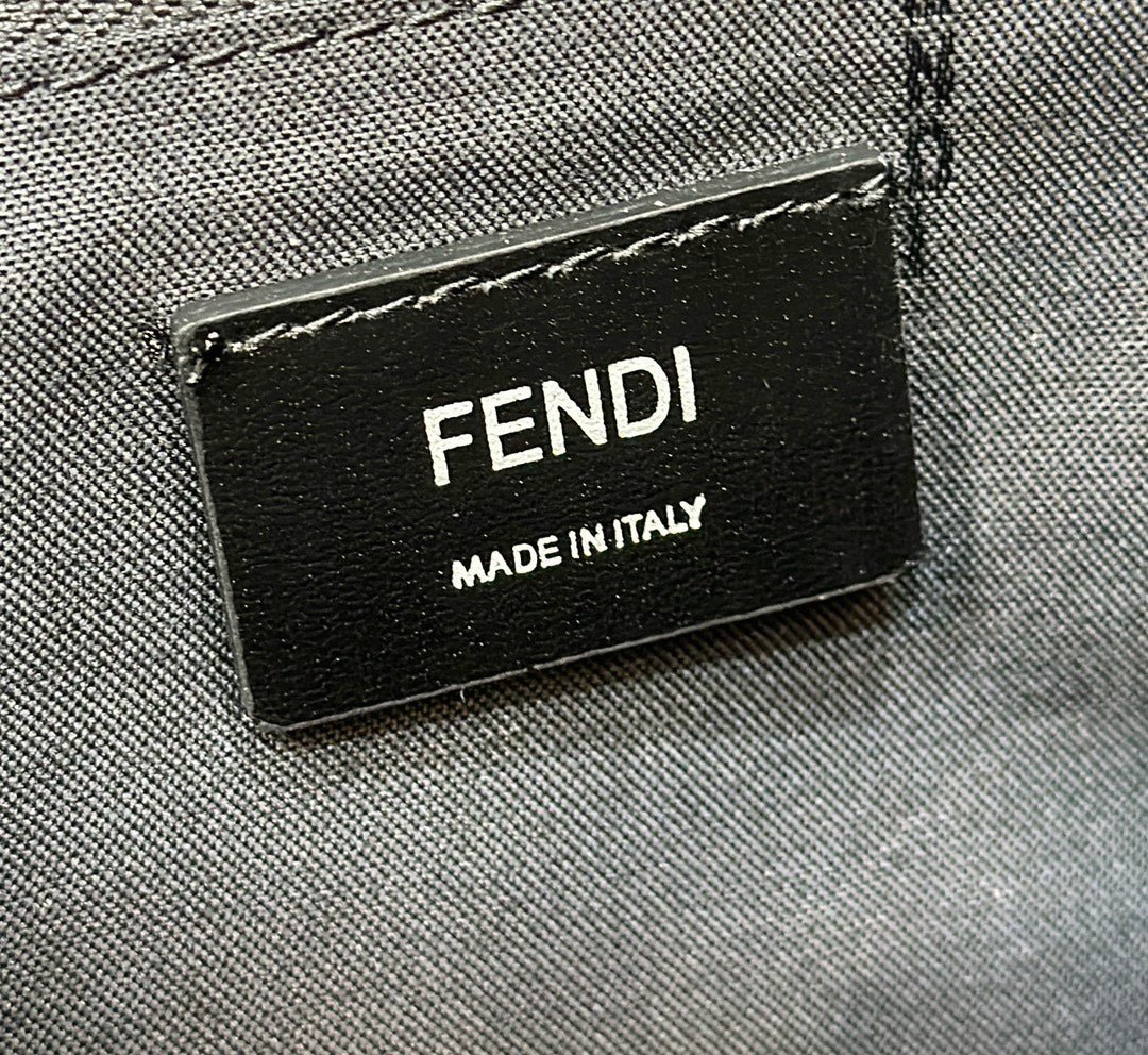 {Style No: P1EKC8P2} FENDI STRIKE 41 MEDIUM FF MIDNIGHT BLUE JACQUARD FABRIC BACKPACK - Image 6