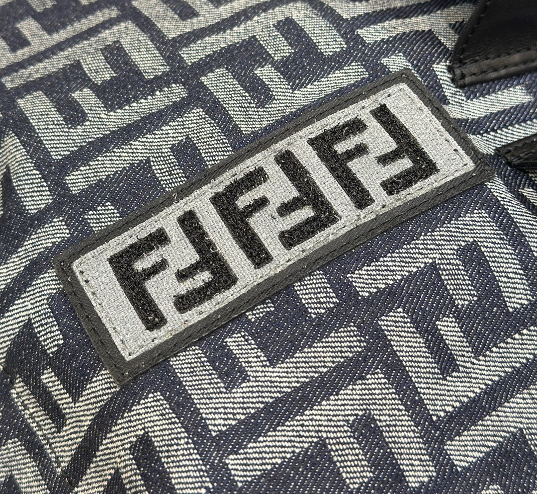 {Style No: P1EKC8P2} FENDI STRIKE 41 MEDIUM FF MIDNIGHT BLUE JACQUARD FABRIC BACKPACK - Image 7