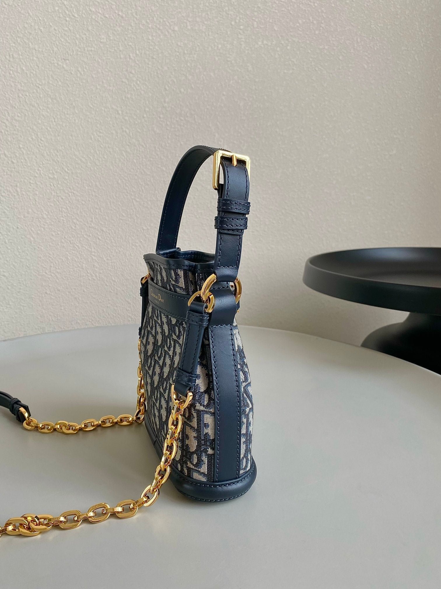 {Style No: SCX6OFEY} SMALL C’EST 18 IN BLUE CD-EMBOSSED OBLIQUE JACQUARD - Image 4