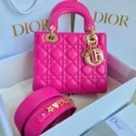 {Style No: SLT5Q7A8} MEDIUM LADY 20 HANDBAG IN HOT PINK LAMBSKIN