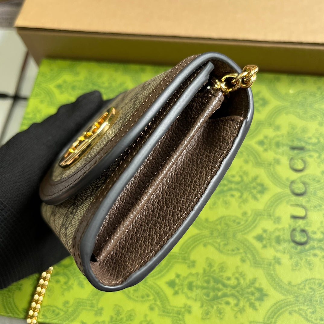 {Style No: HGLZV6G5} BLONDIE INTERLOCK MINI SHOULDER BAG 12 IN BEIGE CANVAS AND DARK BROWN CALFSKIN TRIM - Image 8
