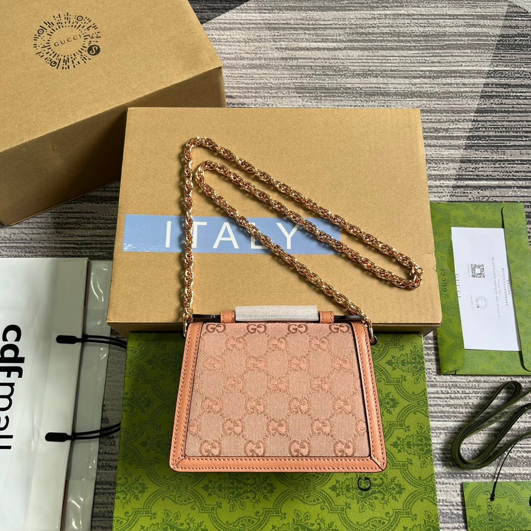{Style No: VOOJX833} GG OPHIDIA MINI 17 HANDBAG IN LIGHT PINK CANVAS - Image 2