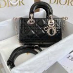 {Style No: GK9K3HIR} MINI D-JOY BAG 17 IN BLACK LAMBSKIN