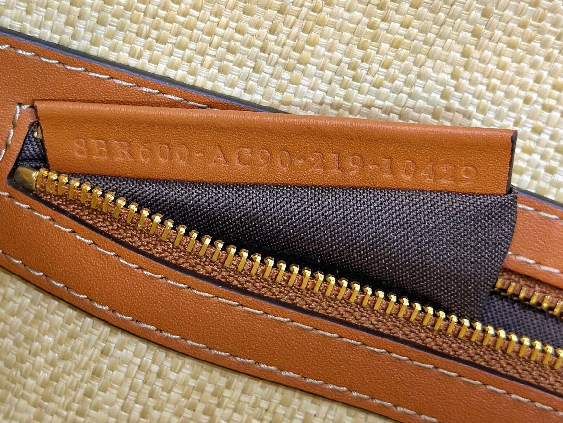 {Style No: 474XHLFW} Fend Baguette Tan Beige Canvas Bag 27 with FF Embroidery Ghw - Image 9