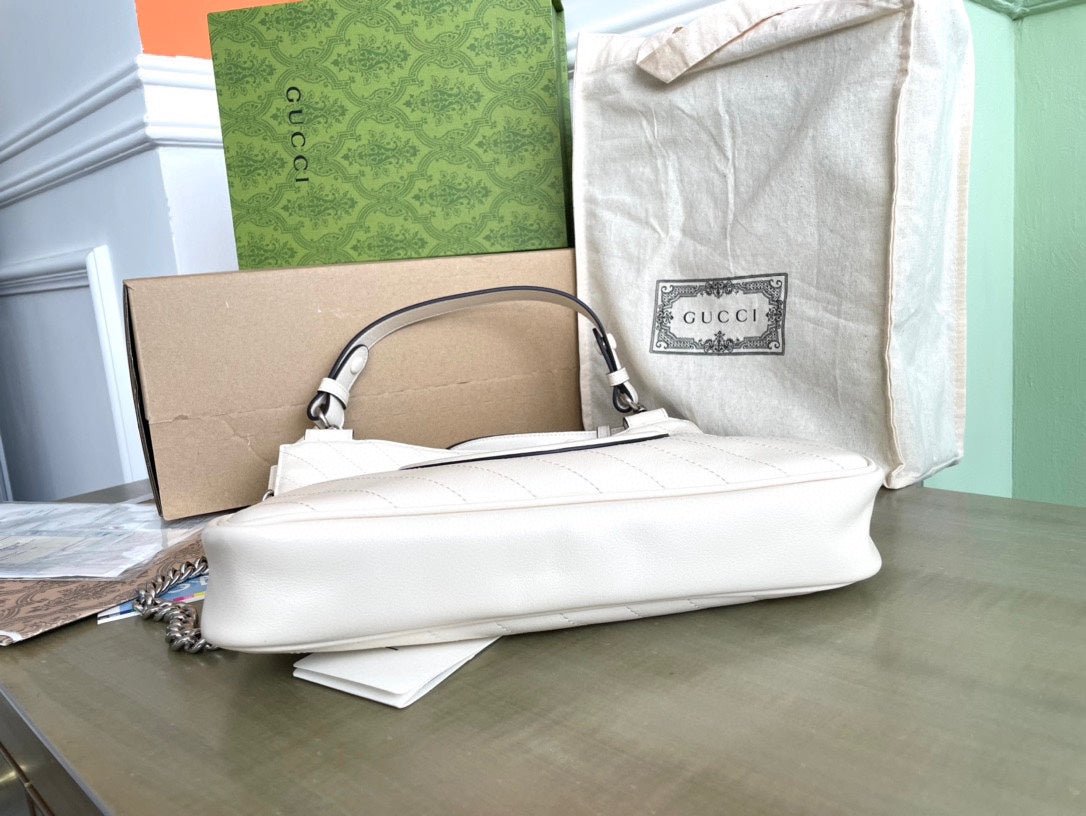 {Style No: GH1H9IHY} BLONDIE TOTE BAG 30 IN WHITE CALFSKIN SIVLER HARDWARE - Image 3