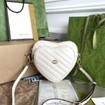 {Style No: K2TW2YQF} MARMONT HEART BAG 20 IN WHITE CALFSKIN GOLD HARDWARE