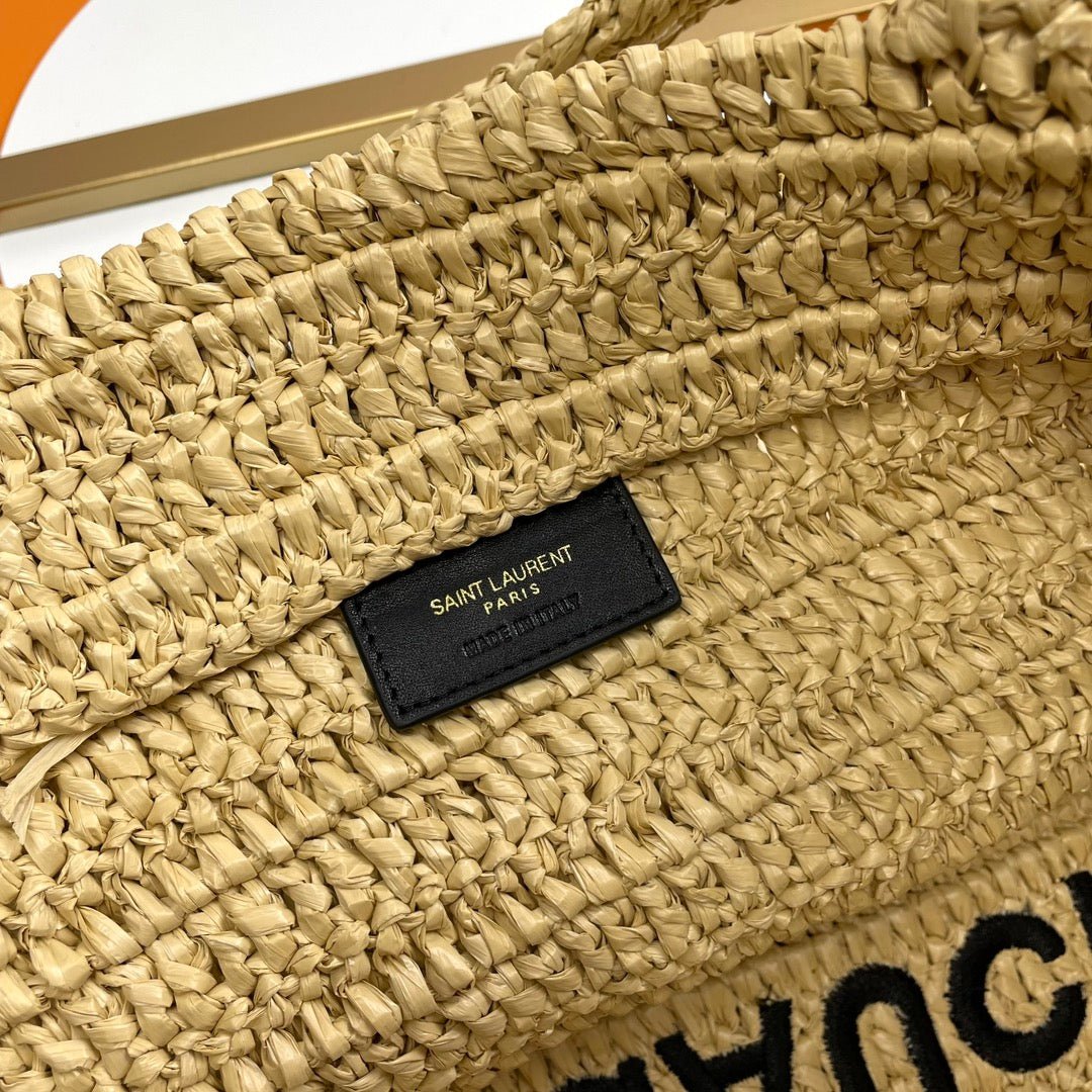 {Style No: XD5PQBVB} RIVE GAUCHE TOTE BAG 38 IN LIGHT YELLOW RAFFIA - Image 3