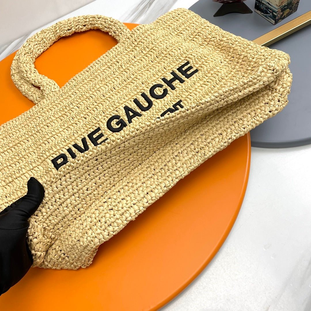 {Style No: XD5PQBVB} RIVE GAUCHE TOTE BAG 38 IN LIGHT YELLOW RAFFIA - Image 5