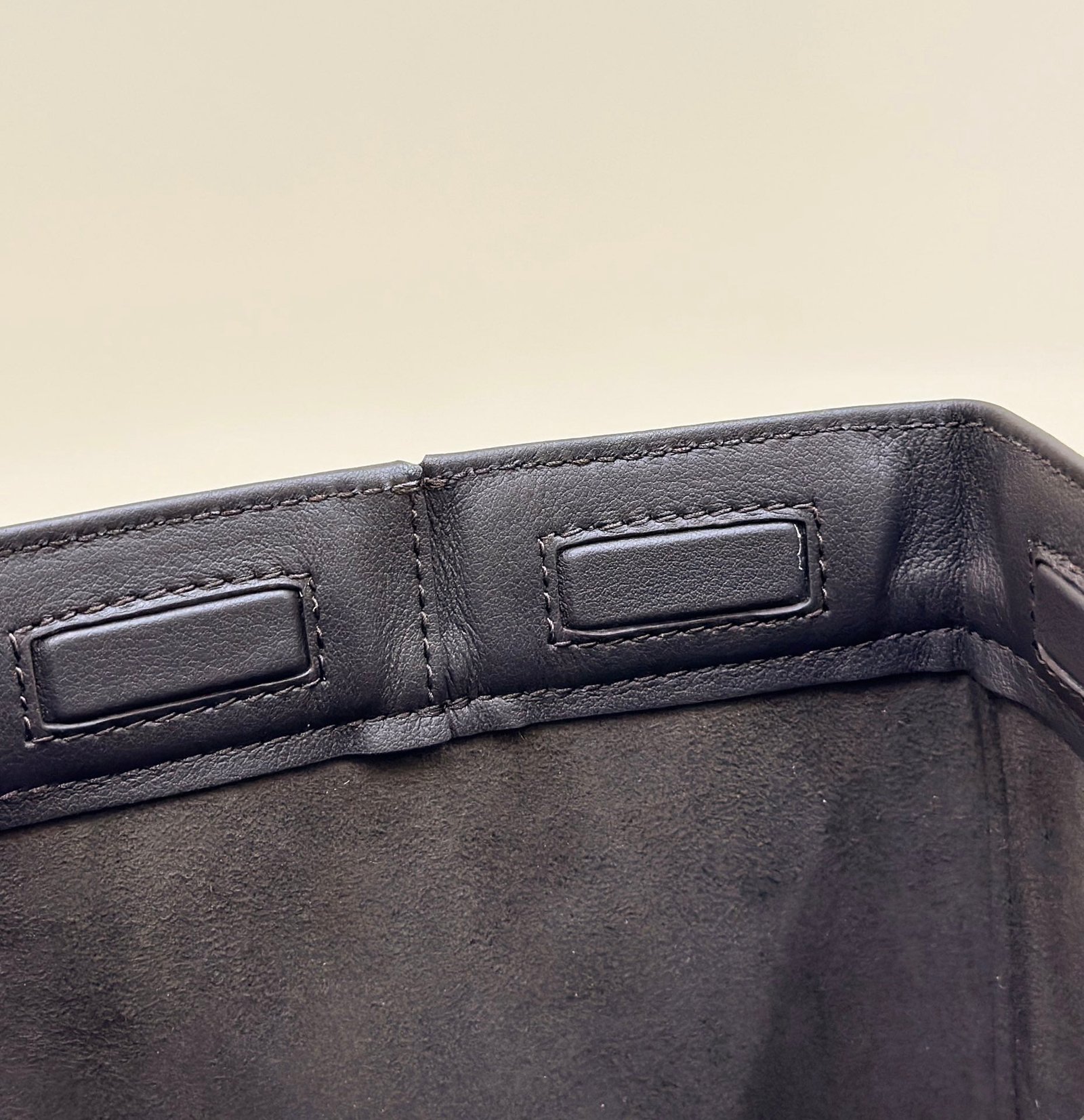 {Style No: LGEGRPCP} FENDI ORIGAMI MINI 19 BROWN MIX BLACK FF JACQUARD FABRIC BAG - Image 7
