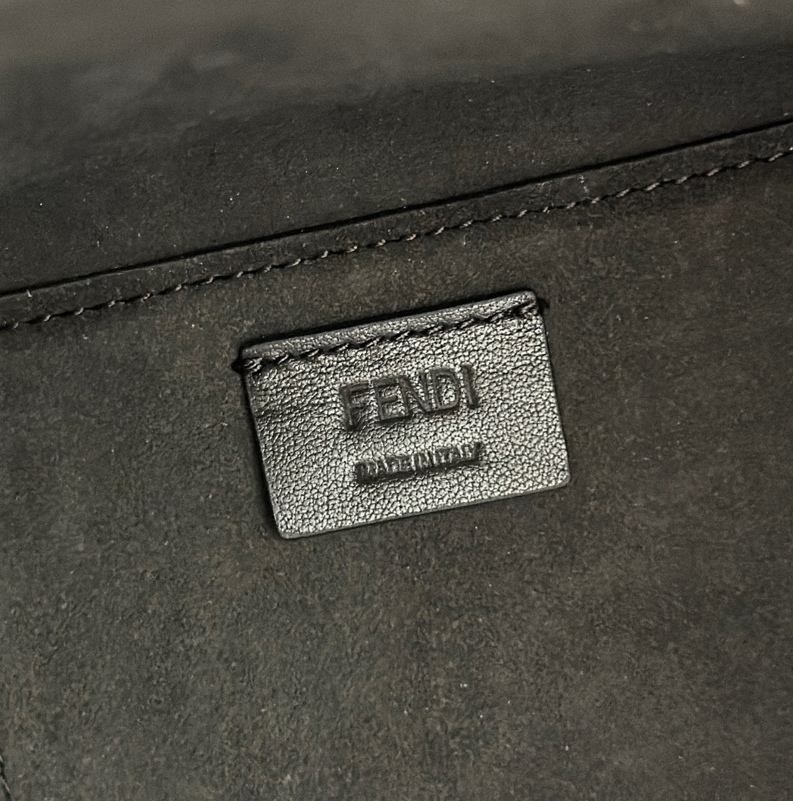 {Style No: LGEGRPCP} FENDI ORIGAMI MINI 19 BROWN MIX BLACK FF JACQUARD FABRIC BAG - Image 6