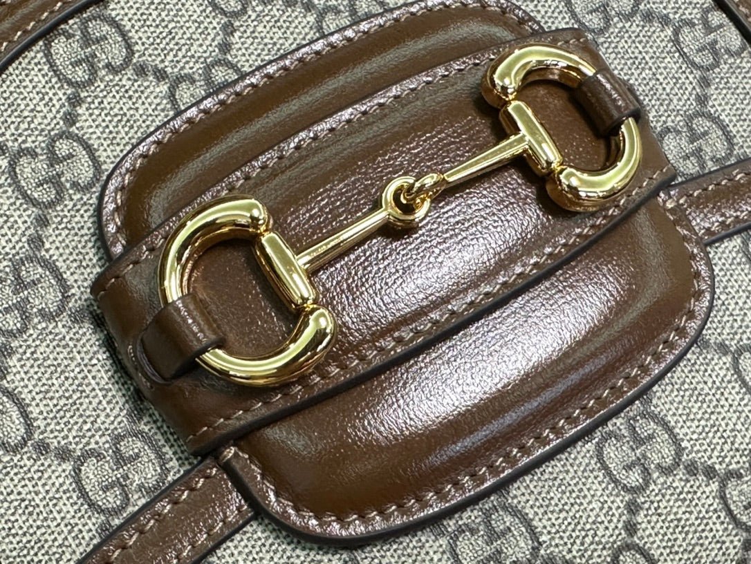 {Style No: BPXHAQWC} GG 18 HORSEBIT 1955 MINI BAG BEIGE CANVAS AND EBONY CALFSKIN - Image 4