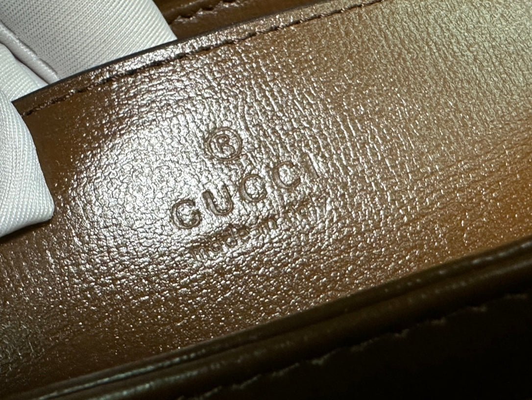 {Style No: BPXHAQWC} GG 18 HORSEBIT 1955 MINI BAG BEIGE CANVAS AND EBONY CALFSKIN - Image 9