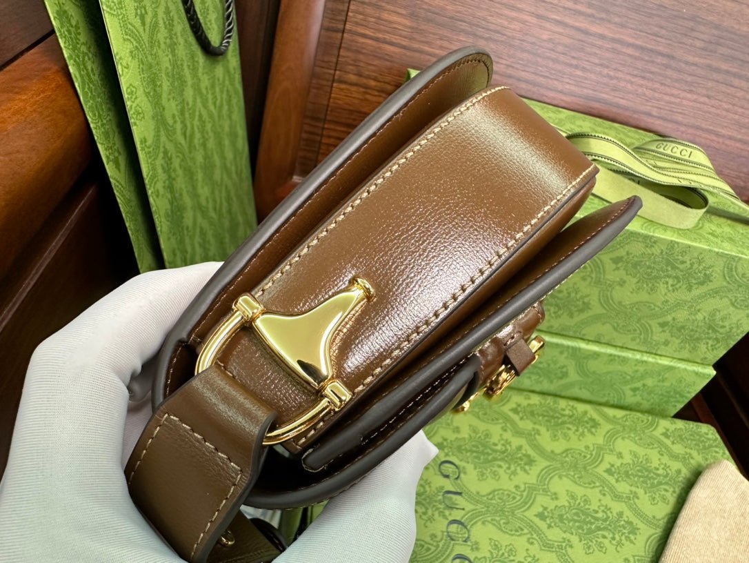 {Style No: BPXHAQWC} GG 18 HORSEBIT 1955 MINI BAG BEIGE CANVAS AND EBONY CALFSKIN - Image 6