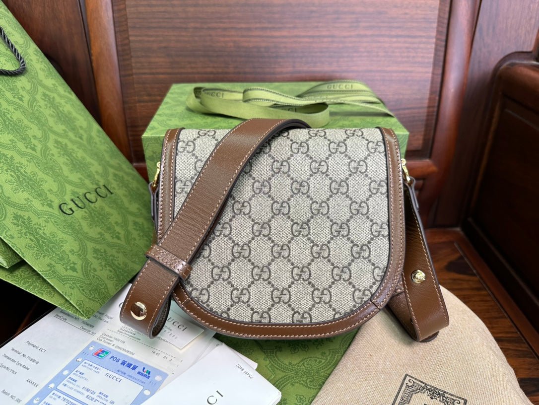 {Style No: BPXHAQWC} GG 18 HORSEBIT 1955 MINI BAG BEIGE CANVAS AND EBONY CALFSKIN - Image 3