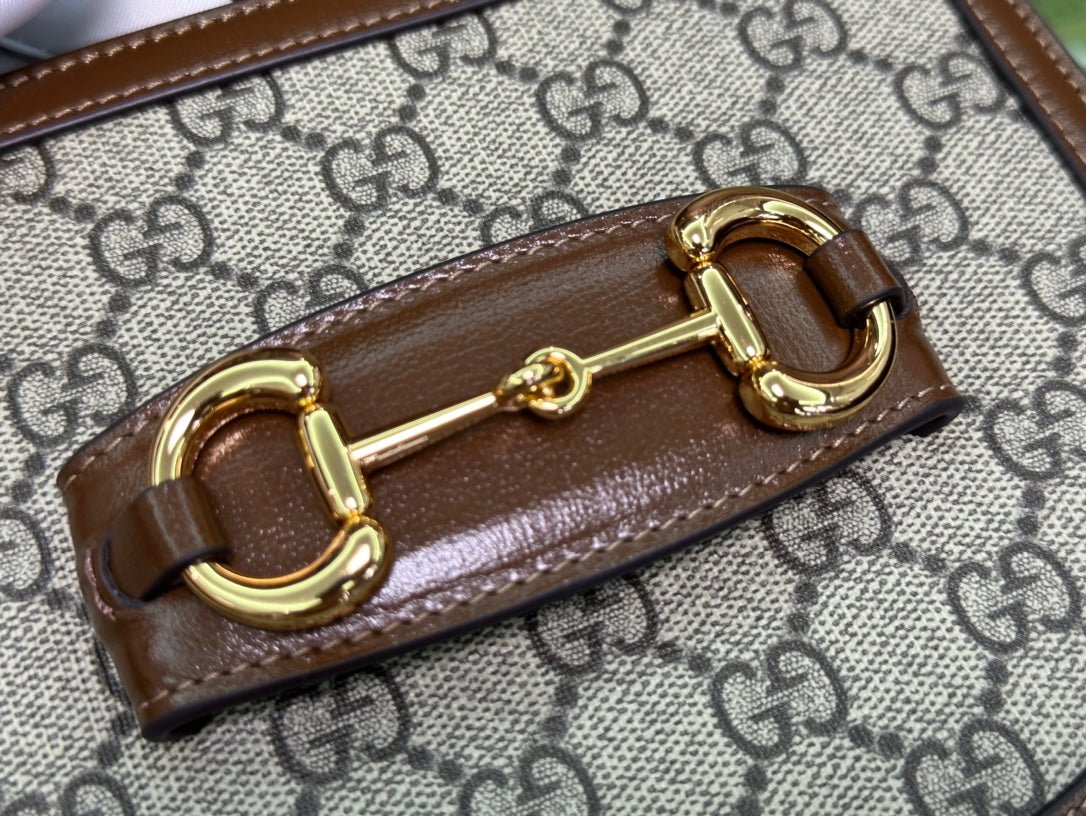 {Style No: BPXHAQWC} GG 18 HORSEBIT 1955 MINI BAG BEIGE CANVAS AND EBONY CALFSKIN - Image 5