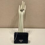 {Style No: 8K3KH6SC} MINI FLAP BAG 11 IN BLACK DUCHESSE FABRIC ATTACHED FULL CRYSTALS SILVER CHAIN