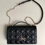 {Style No: 7QJ2WYMR} MISS LADY 24 LARGE BAG IN BLACK LAMBSKIN