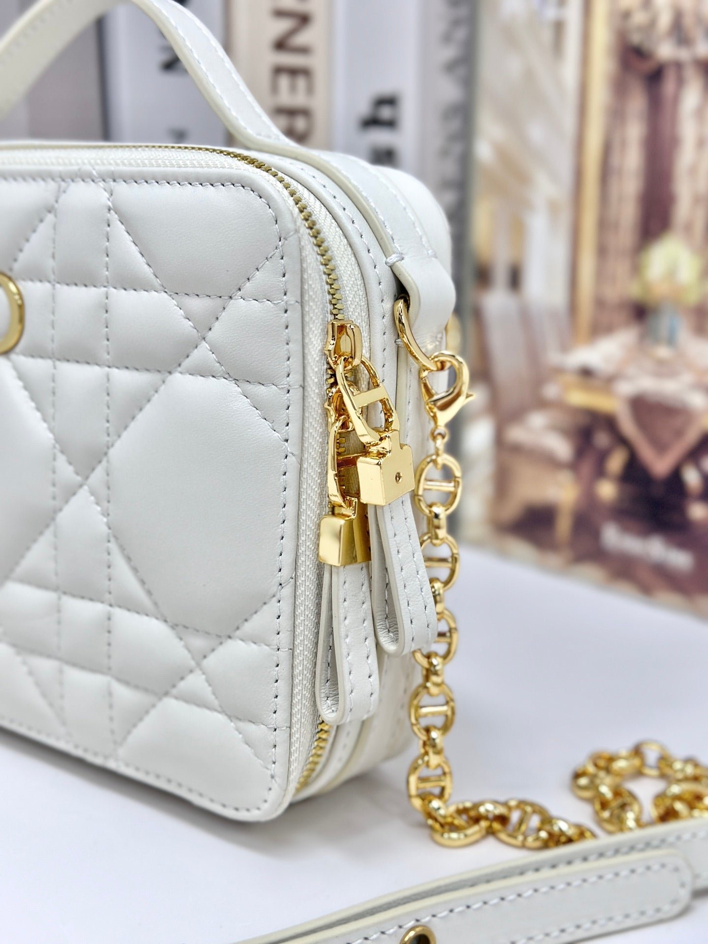 {Style No: H5TV4AC4} CARO BOX 19 IN WHITE CALFSKIN - Image 8