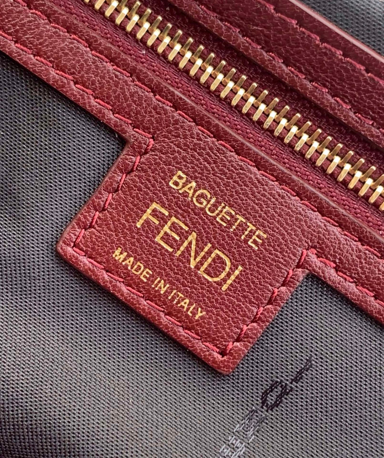 {Style No: 8X8OPCEZ} Fend Baguette 27 Bag With FF Motif Burgundy Leather Ghw - Image 3