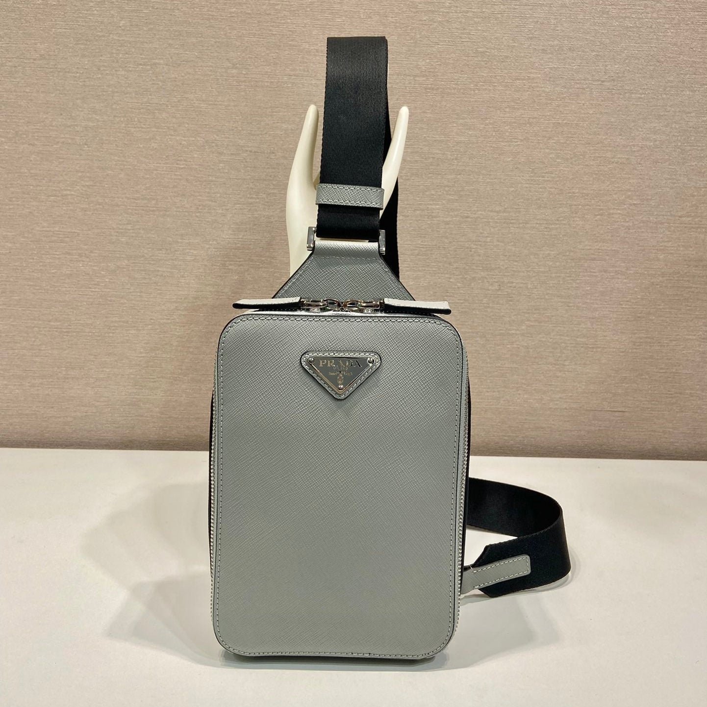 {Style No: PC611HC8} CHEST BAG 20 IN ECHO GRAY SAFFIANO LEATHER