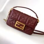 {Style No: PZ1MNM6A} Mini Baguette Bag 20 With FF Motif Burgundy Leather Ghw