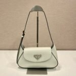 {Style No: BRDOH2LG} FLAP BAG 25 IN WHITE SMOOTH CALFSKIN TRIANGLE LOGO