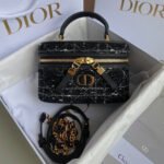 {Style No: OGRAUIMX} MINI CARO VANITY 16 BLACK TWEED AND LAMBSKIN