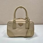 {Style No: 2VW6BRII} SMALL TOP HANDLE BAG 25 IN DRIED MOSS NYLON AND CALFSKIN TRIM