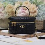 {Style No: M74Y6AU8} CARO 16 MINI VANITY CASE IN BLACK MACROCANNAGE LAMBSKIN