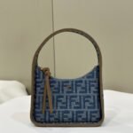{Style No: RFUZLLQ5} FENDI MEDIUM 27 BAG IN TRUE BLUE MONOGRAM DENIM GOLD HARDWARE