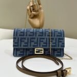 {Style No: RW2NLTA6} BAGUETTE MINI 21 BAG IN CERULEAN BLUE MONOGRAM DENIM WITH GOLD HARDWARE