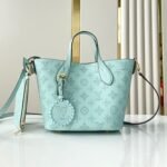 {Style No: E9CLI8FL} BLOSSOM PM 20 IN SKY BLUE MONOGRAM PERFORATED CALFSKIN