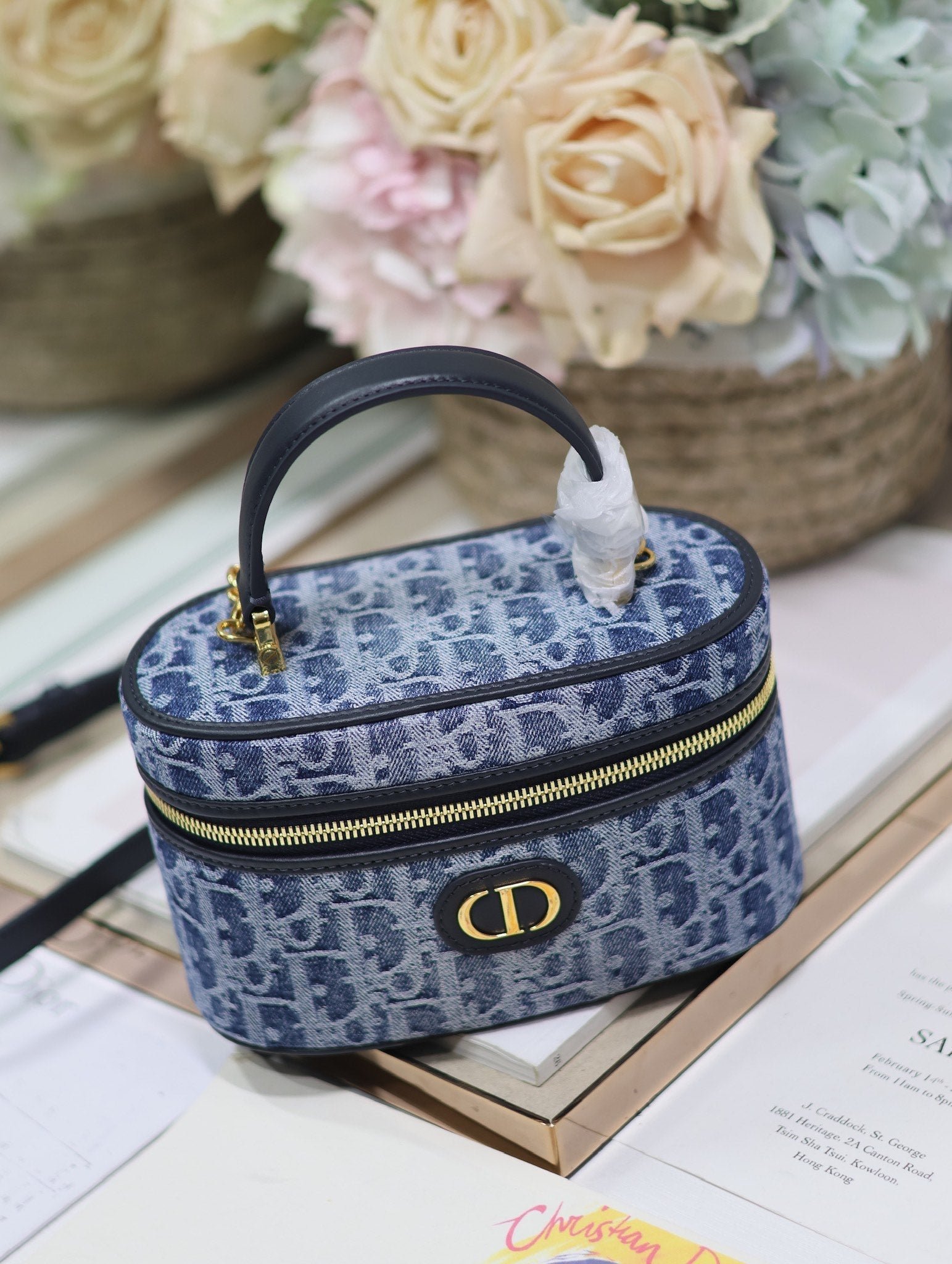 {Style No: FMLYS4Q3} CARO MINI 16 VANITY CASE IN CERULEAN BLUE MONOGRAM DENIM - Image 2