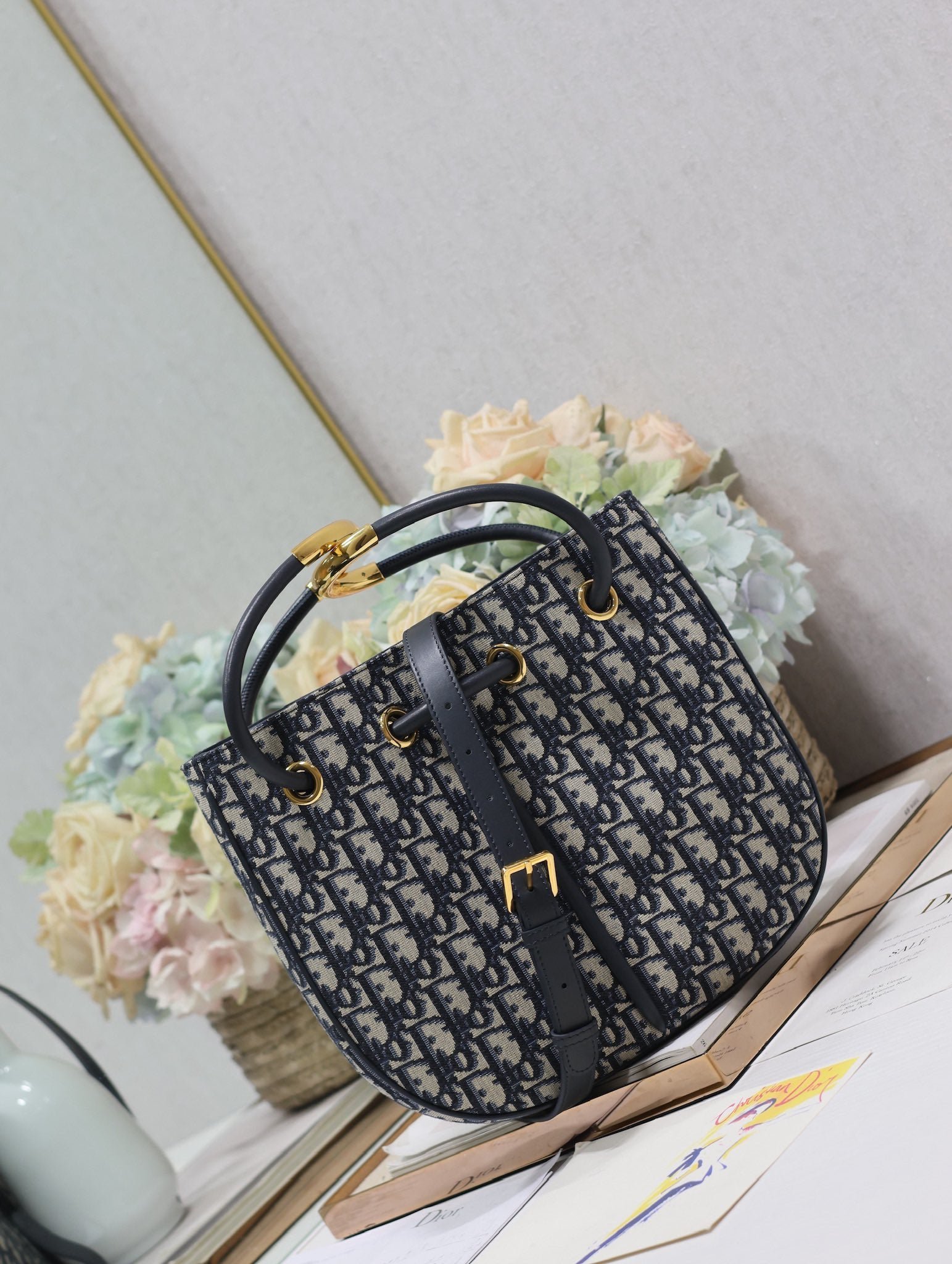 {Style No: TPVNOSNN} MINI 27 NOLITA BAG IN BLUE MONOGRAM OBLIQUE JACQUARD - Image 3