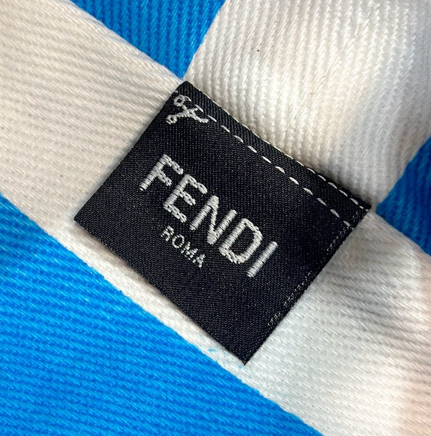 {Style No: TNA2Q2X4} MINI ROLL BAG 15 OCEAN BLUE MIX WHITE FF JACQUARD FABRIC - Image 6